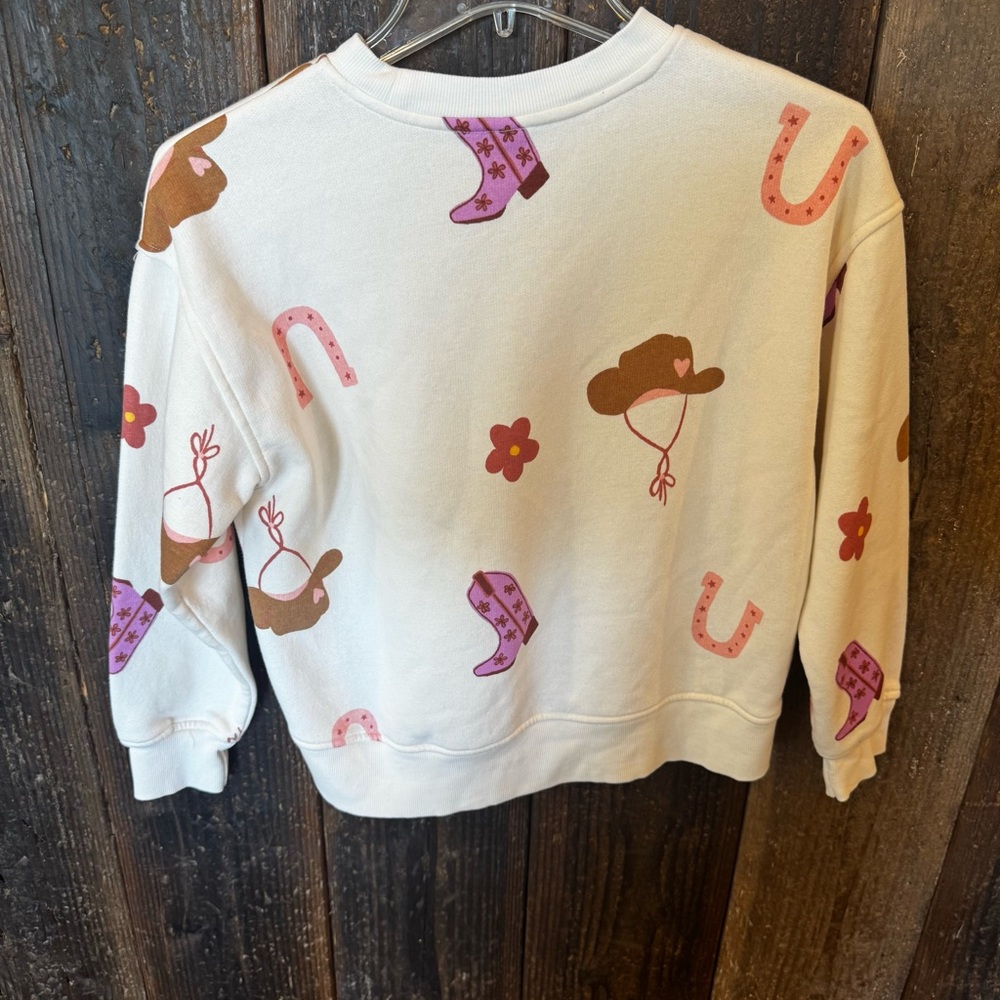 Old Navy Cream Sweatshirt with Pink and Brown Details - Picture 3 of 4